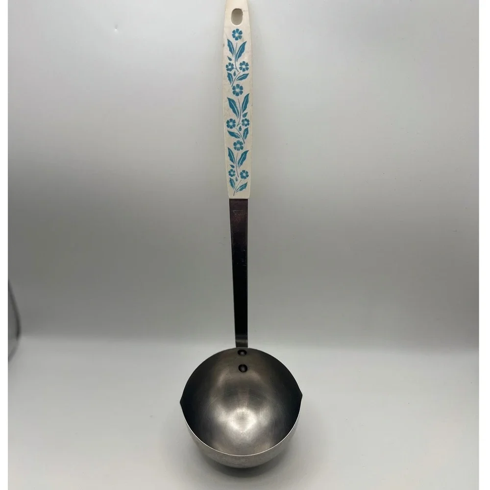 Household Japan Stainless Steel Blue Flower Handle Ladle 12